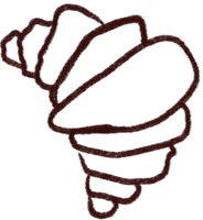 brown colored illustration with a croissant